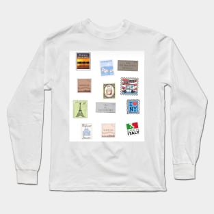 Retro Stamp Design Long Sleeve T-Shirt